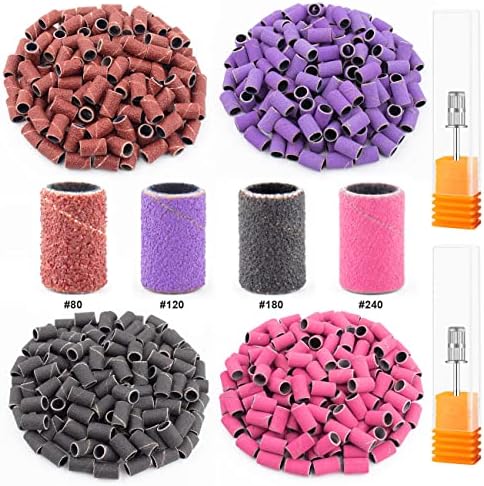 Sanding Bands for Nail Drill Nail Sanding Bands Professional Sanding bit Nails 240 Pieces 4 Color Coarse Fine Grit Efile Sand Set 80#120#180#240# 2 Pieces Nail Drill Bits