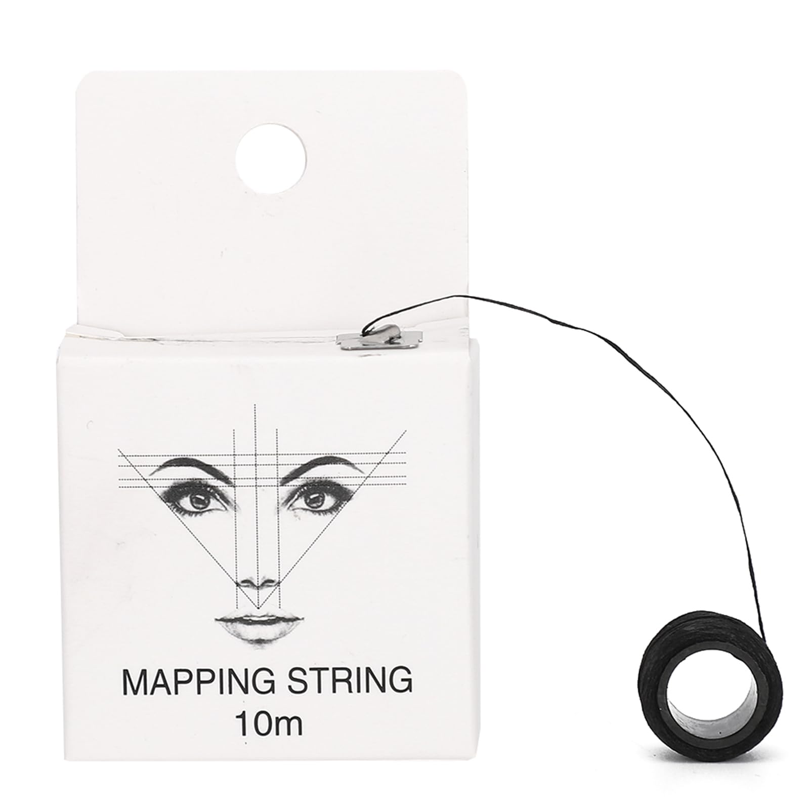Cadena de Mapeo de Cejas, 10 M Preentintado, Hilo Marcador Para Microblading, Herramientas de Medición de Dibujo (Negro)