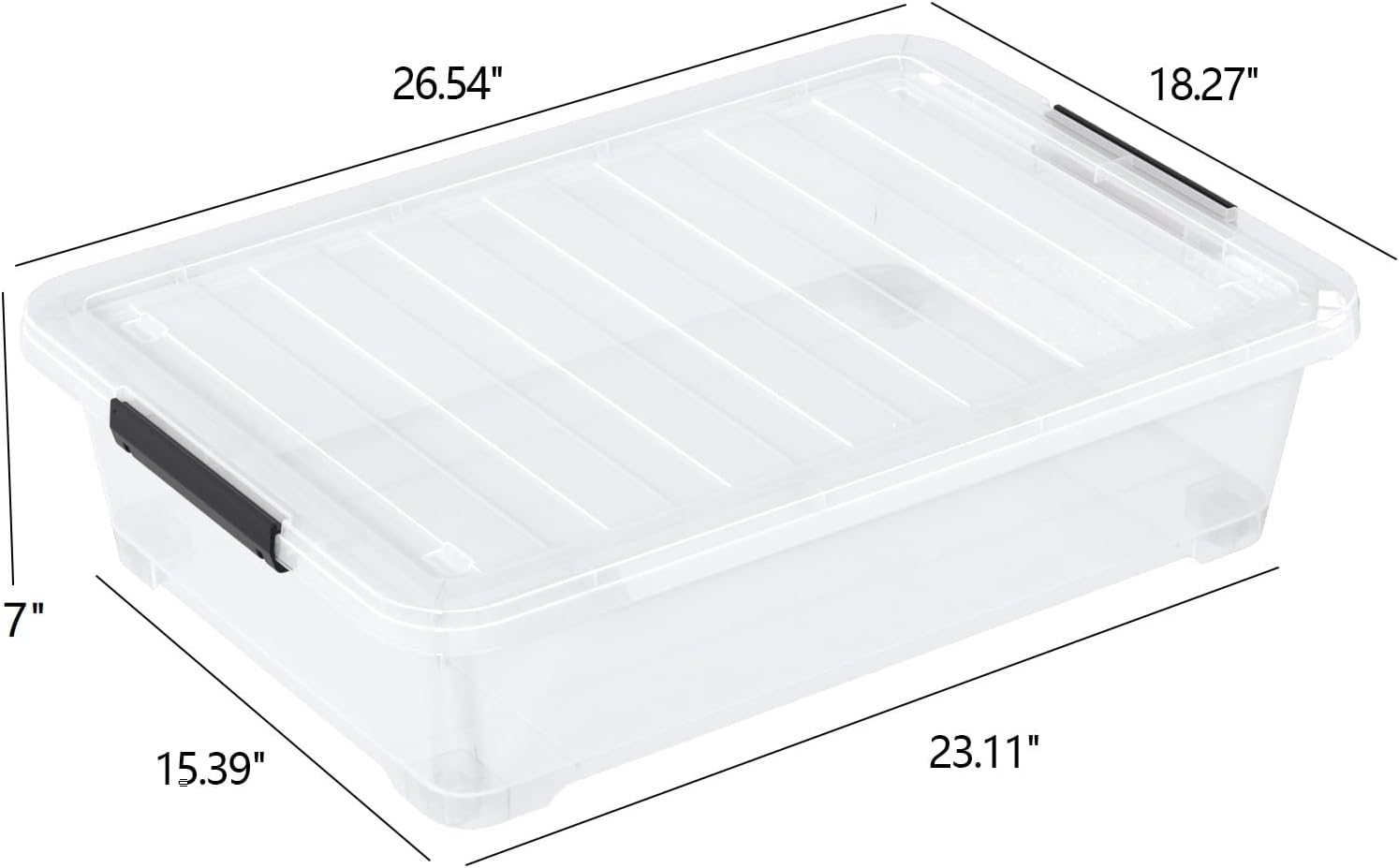 40 Quart Plastic Underbed Storage Boxes, Large Clear Storage Bin with Wheels, 4 Packs
