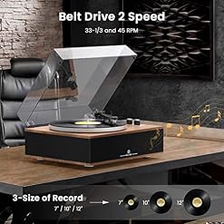 Angles Horn Platine Vinyle Tourne Disque Vinyle Bluetooth HiFi avec Haut-parleurs Préamplificateur Phono intégré 33/45 TR/Min et Micro AT-3600L - Les Beatles, Paul McCartney, John Lennon, RIngo Starr, George Harrison Angles Horn Platine Vinyle Tourne Disque Vinyle Bluetooth HiFi avec Haut-parleurs Préamplificateur Phono intégré 33/45 TR/Min et Micro AT-3600L – Image 4