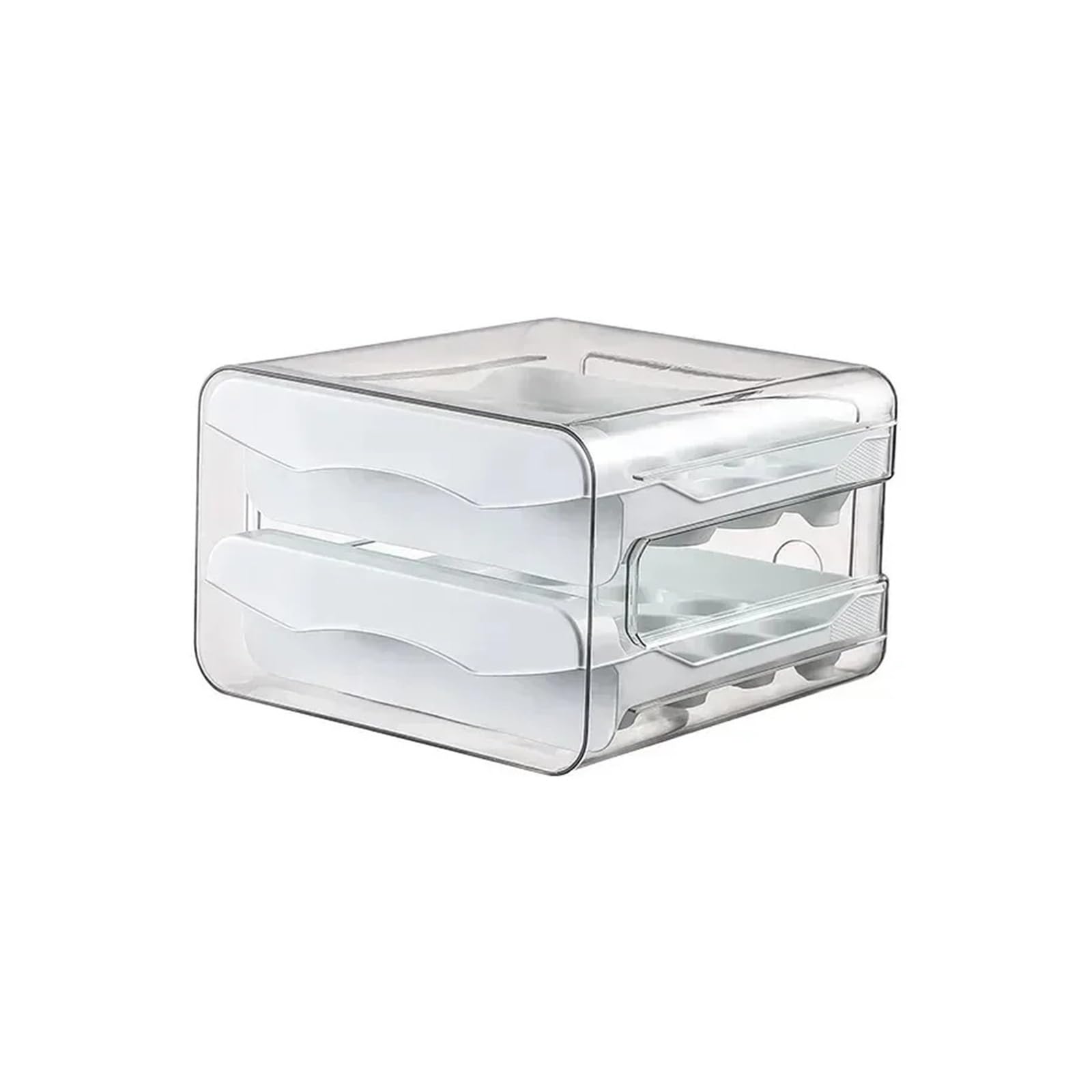 HXPFVCBHS Egg Storage Box With Automatic Rolling Egg Rack, Double-layer Drawer-style Storage Box.(WHITE)