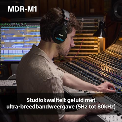Sony MDR-M1 - Gesloten Studio Koptelefoon - Bedraad, Ultra-Wideband Weergave (5Hz-80kHz), Ideaal voor Studio Opname; Mixing, Lichtgewicht Ontwerp (216g), Inclusief 2 Afneembare Kabels, Zwart - Afbeelding 4
