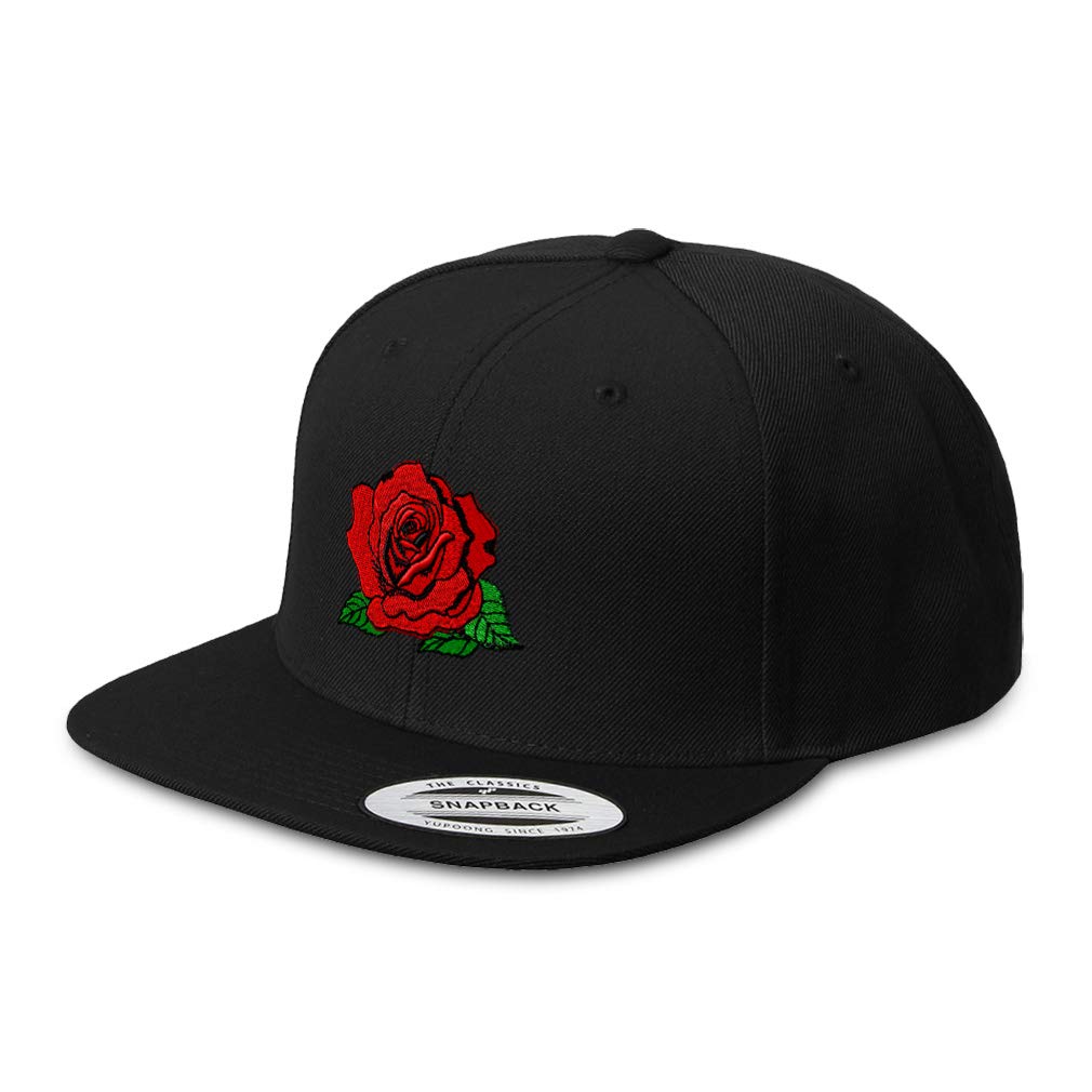 Custom Snapback Hat for Men Flat Brim Hats Red Rose Style B Embroidery Embroidered Flat Bill Hat Acrylic