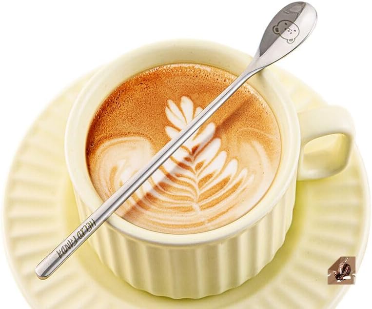 304不锈钢长柄咖啡搅拌勺家用勺子 Stainless Steel Long handled soup spoons，Spoons,Meal spoon 精致可爱小巧奶茶咖啡圆勺 Household Cleaning，Kitchen Storage Essentials