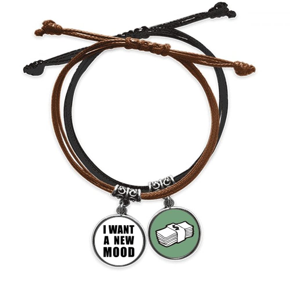 Pulsera de cuero con amuleto del dinero y cadena de cuerda 3