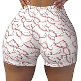 Wizfuyq Baseball Print Women's High Waist Workout Shorts for Sports Athletic Running Hiking Biker Yoga Gym...