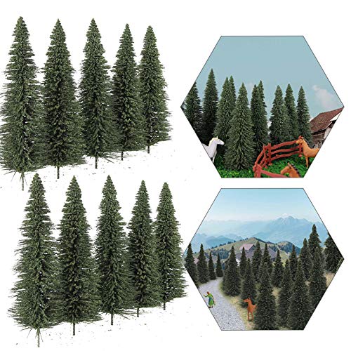 Cèdre en pin vert foncé 126 mm lot de 20 arbres miniatures pour décor de train et diorama