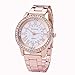 Produktbild Damen Gold Edelstahl Armbanduhr Quartzuhr Sommer Uhr Quartzuhr Analog mit Batterie, Sunday Männer Jungen Uhren Mode Crystal Armband Damen Herren Kristall Strass Analog Quarz-Armbanduhr (Roségold)