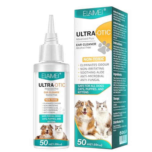Dog Ear Cleaner 1.69 Fl Oz, Ear Wash for Dogs & Cats, Ear Drops for Pet, Advanced Dog Ear Infection Treatment Solution, Soothes Itchy & Inflamed Ears, Removes Debris, Waxy, Buildup and Odor Dog Ear Cleaner 1.69 Fl Oz, Ear Wash for Dogs & Cats, Ear Drops for Pet, Advanced Dog Ear Infection Treatment Solution, Soothes Itchy & Inflamed Ears, Removes Debris, Waxy, Buildup and Odor