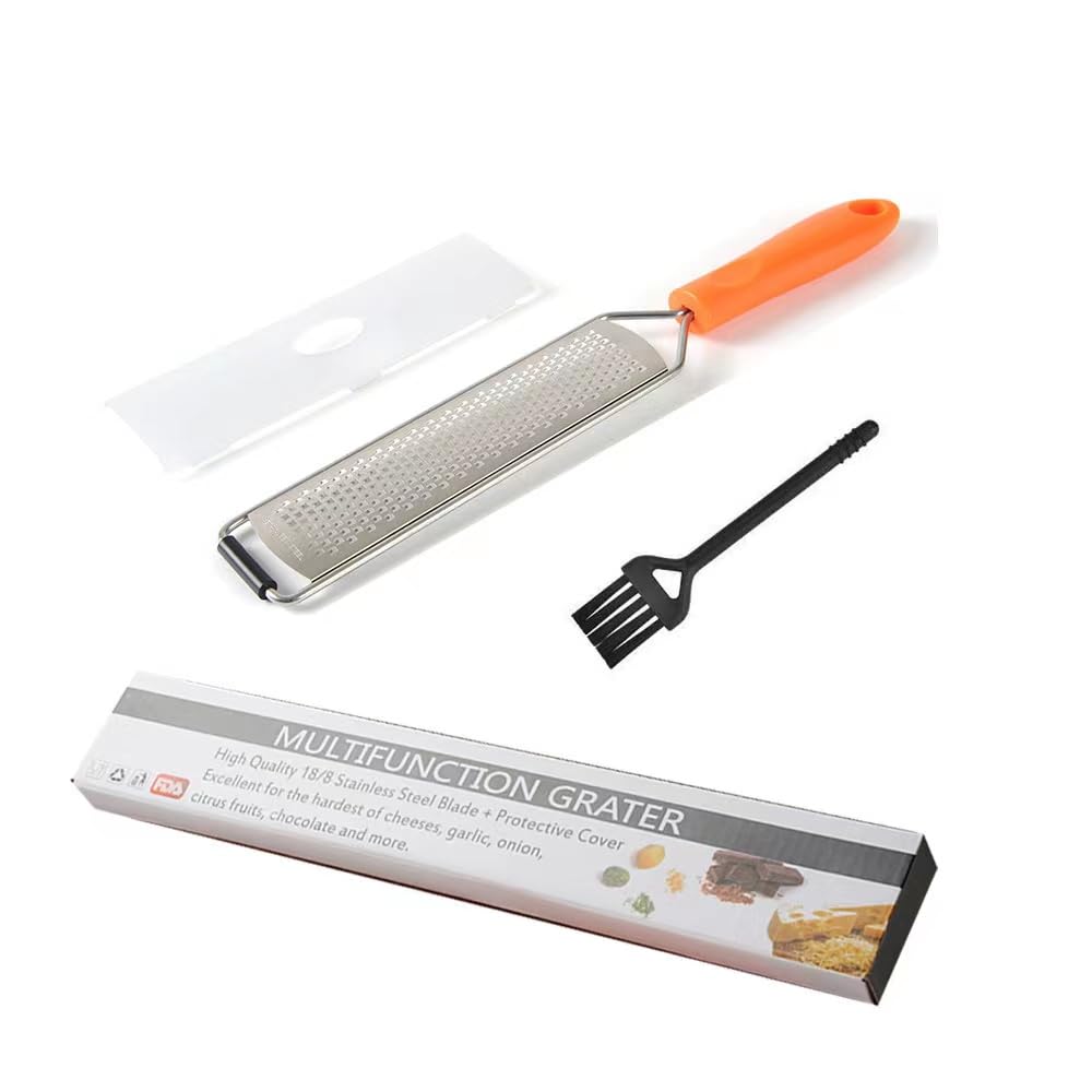 CalconoxPRO Lemon Zester & Heavy Duty Cheese Grater & Vegetable Grater — Parmesan, Garlic, Nutmeg, Chocolate, Fruits, Vegetables, Ginger — Stainless Steel — Yellow