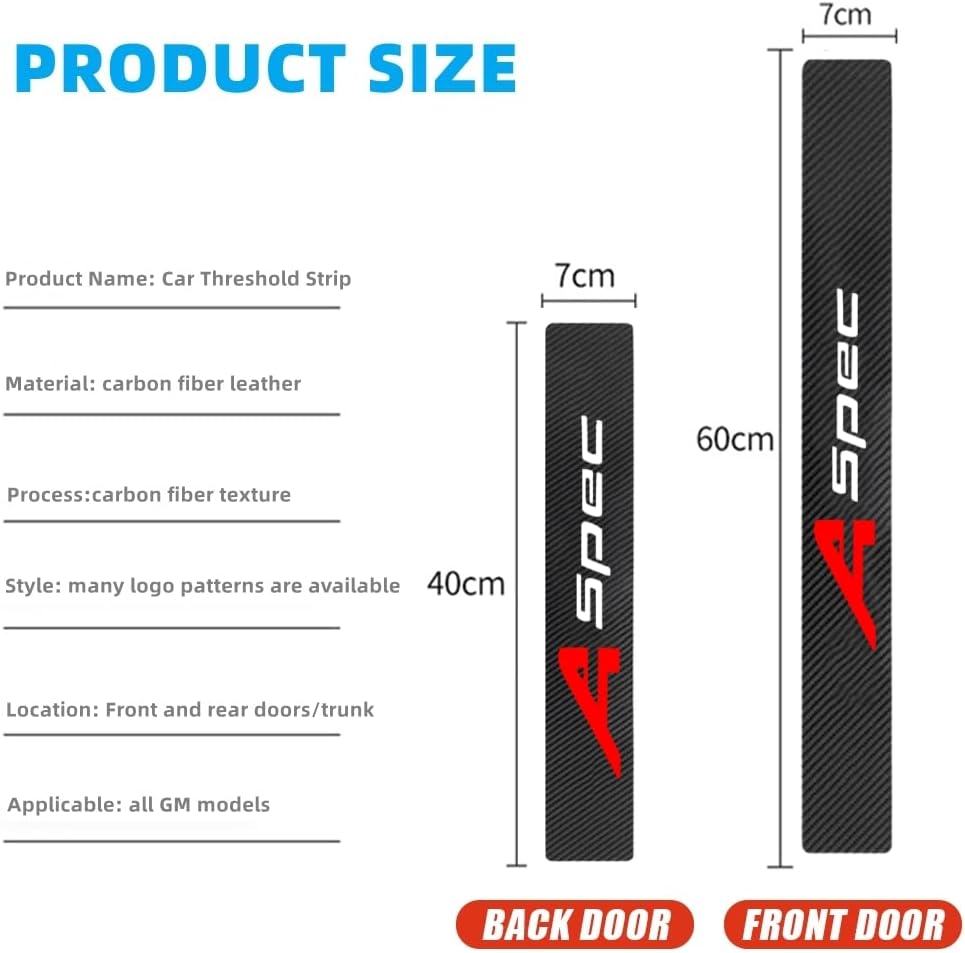 4Pcs Car Door Sill Protector for RLX/MDX/ZDX/TLX/TL/RDX Series Accessories Fit for A SPEC, Carbon Fiber Leather Door Sill Sticker, Decoration Door Sill Scuff Plate Sticker for Auto Truck SUV