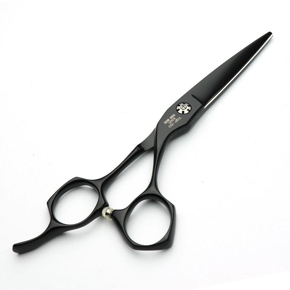 Tijeras de peluquería profesional de color negro, hechas a mano 6 pulgadas
