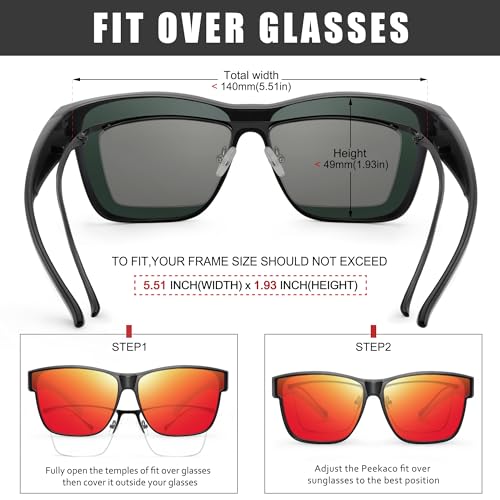 Image of Polarized Sunglasses Fit Over Glasses for Women Men | Oversized Square Sun Glasses UV400 Protection