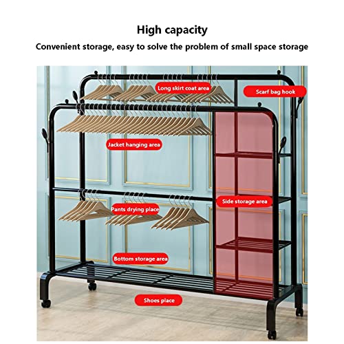 Porte-vêtements double rail suspendu à roulettes noir extensible - 4