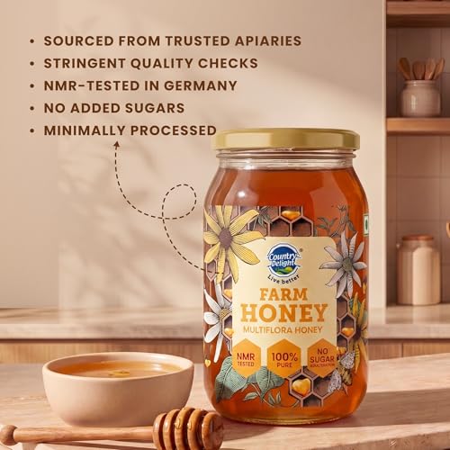 Image of Country Delight Pure Honey NMR Farm - 475 GM | NMR Tested | No Added Sugar | Preservative Free | Naturally Rich in Antioxidants