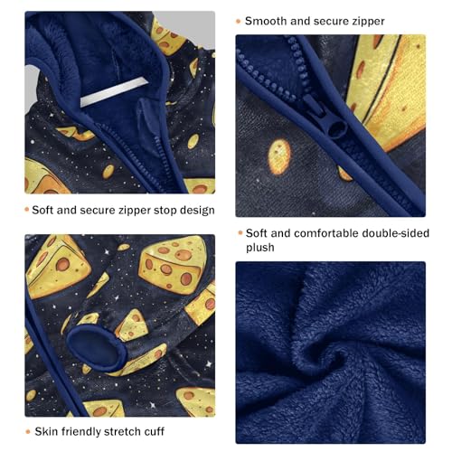 Cheese Triangles Cartoon Toddler Fleece Jacket Girl Boys Hooded Fleece Jacket Coat Warm Outwear Zip-up 3-10T3