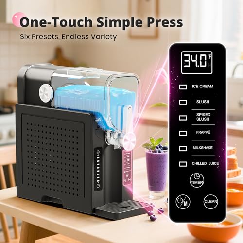 slushie machine slushy machine for home no ice needed professional frozen drink maker with led display 6 pre-set programs for frozen margaritas frapps and ice cream 1pack  6modes