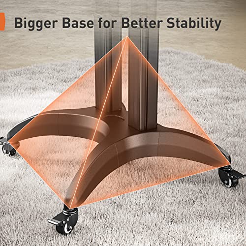 Perlegear Mobile Tv Stand, Rolling Tv Cart For 55-90 Inch Flat Or Curved Tvs Up To 125 Lbs, Heavy-Duty Aluminum Floor Tv Stand, Adjustable Rolling Tv Stand On Wheels, Max Vesa 800X500Mm, Pgtvmc10 #TOP2