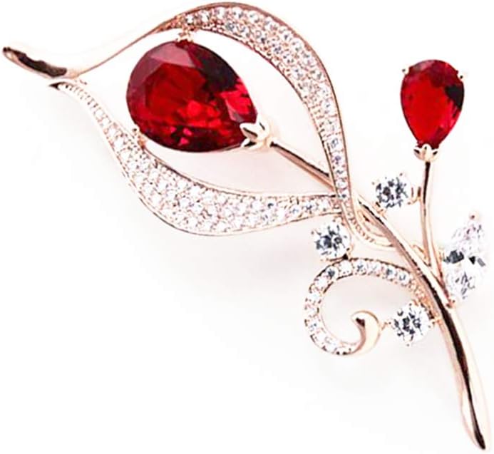 Deyanse Brosche Damen, Silber/Rosegold Blumen Anstecknadel Weiß Marquise Zirkonia kommt mit Edelstahl Kette als Halskette, Breastpin mit Geschenkbox für Damen Frau Mutter, Passt Pullover Anzug