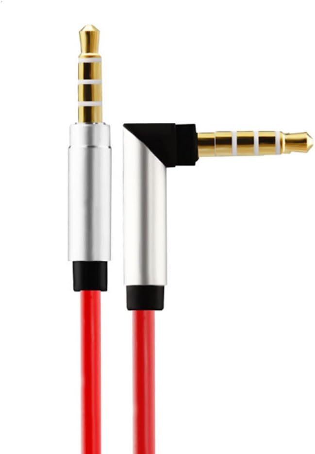 3.5mm Audio Cable, 24K Gold Plated Male to Male 3.5mm Auxiliary Audio Jack to Jack Cable 90 Degree Right Angle for Car, iPhone, iPad, Samsung, HTC, LG, Google Pixel, Tablet & More (Audio Cable Red)
