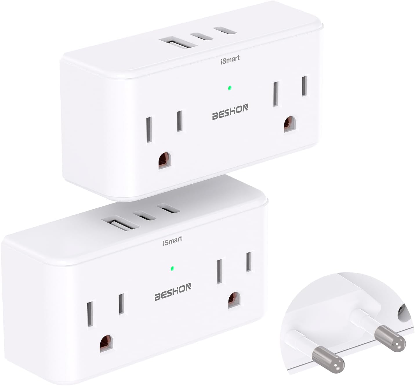 ?2 Pack ? 7 in 1 European Travel Plug Adapter, Travel Essentials, International Travel Adapter with 4 Outlets 3 USB Ports(2 USB C), US to Europe Plug Adapter to Most Europe Spain Italy France Type C - Most of Europe ( 4 outlet)