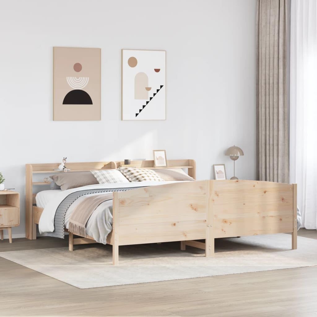 Amazon｜パイン無垢材ベッドフレーム 180 x 200 cm プレミアム品質