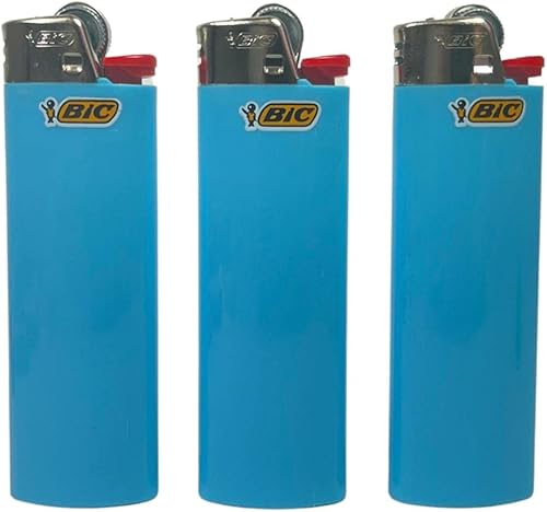 3 encendedores Bic azul claro tamaño estándar (azul cielo, azul bebé)