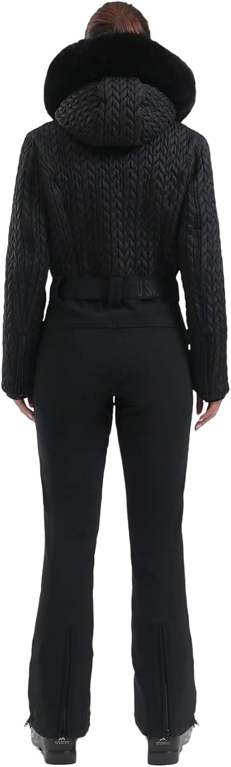 GSOU SNOW Womens Ski Suit One Piece Snowsuit Snowboard Jacket Slim Snow Jumpsuit Faux Fur Ski Outfit Waterproof - Image 2