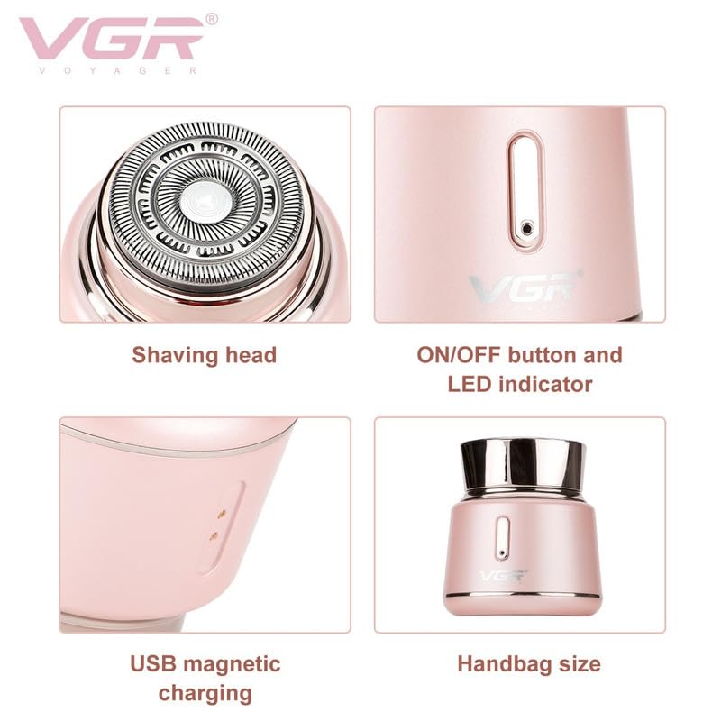 VGR V-737 Compact Mini eyebrow trimmer for women, epilator for women, facial hair remover for women,Face, Lips, Nose Hair Removal Electric Trimmer IPX5 Waterproof Led Indicator 90 min Runtime, Green 4 515YMDANdjL