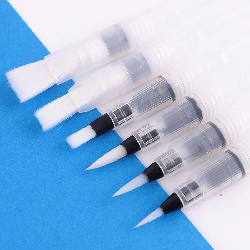 6 Sizes Refillable Watercolour Brush Pen Set - Water Colour Painting Drawing School Office Brushes Pens (Green)