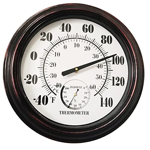 Thermomètre intérieur extérieur pour jardin et terrasse grand format 30,5cm