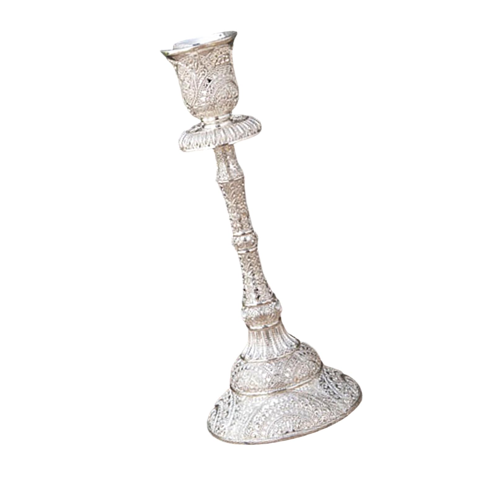Romantics Single Candelabra with Detailed Engraved Pattern Elegant Metal Taper Candlestick Holders Dinner Stand