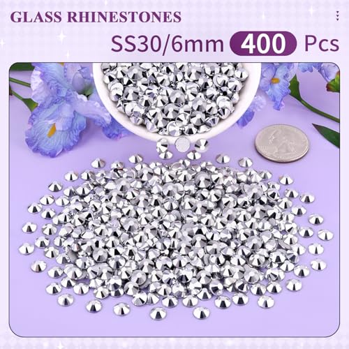 Image of 400PCS SS30 /6mm Crystal Glass Rhinestones for Bedazzling (Labrador) | Flatback Rhinestones for Crafting DIY Nail Art Makeup Decoration, Gems Diomand Charms for Tumbler Shoes Clothing Mug