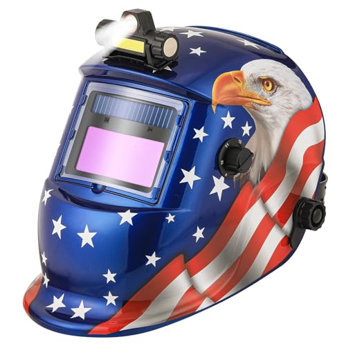 Walkeren Welding Helmet Auto Darkening With Led Light Solar Powered Welder Hood With Adjustable Shade Range 4/9-13 For Mig Tig Arc Welding Mask cover