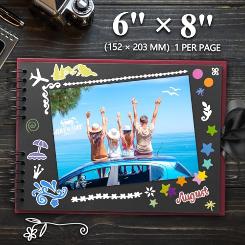 YILEEY Fotoalbum zum Selbstgestalten, DIY Fotobuch mit Zubehör, 80 Schwarz Seiten Scrapbook Fotoalben, Geburtstags, Hochzeits, Abschlussgeschenk für Erinnerungen, Reisen, Familie & mehr, Weinrot