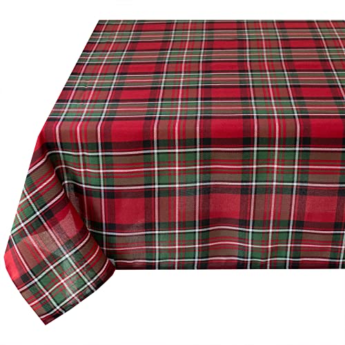 Benson Mills Holiday Plaid Yarn Dyed Fabric Table Cloth, Holiday, Winter, and Christmas Tablecloth (52" X 70" Rectangular, Red) – Image 6