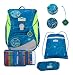 SCOUT Alpha Schulrucksack-Set 4-teilig, Softer Schulrucksack für die Grundschule 1. bis 4. Klasse – geräumig, sicher & ergonomisch, höhenverstellbar, ca. 20 l Volumen (Deep Sea)
