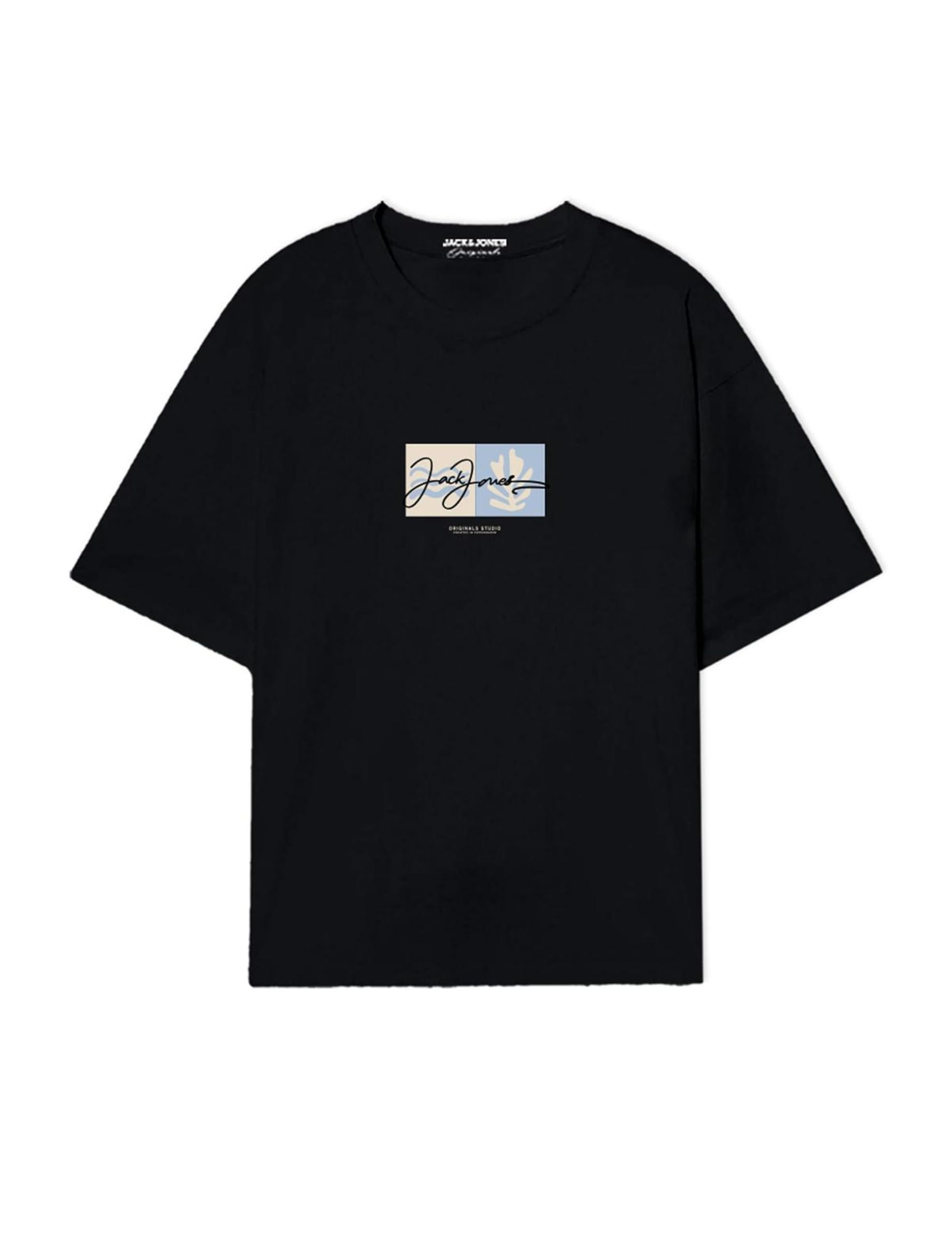 JACK & JONES Men's Jorcanggu Front Tee SS Crew Neck FST, Black, M