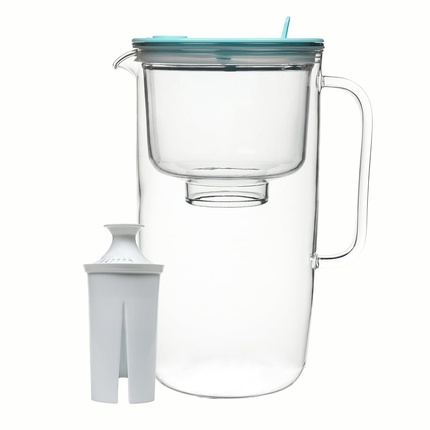 Aqualogis Sonata 2.9L Caraffa Filtrante in Vetro Borosilicato - Include 1 Cartuccia UniX - Celeste - Riduce Calcare, Cloro e Odori - Design Elegante e Moderno