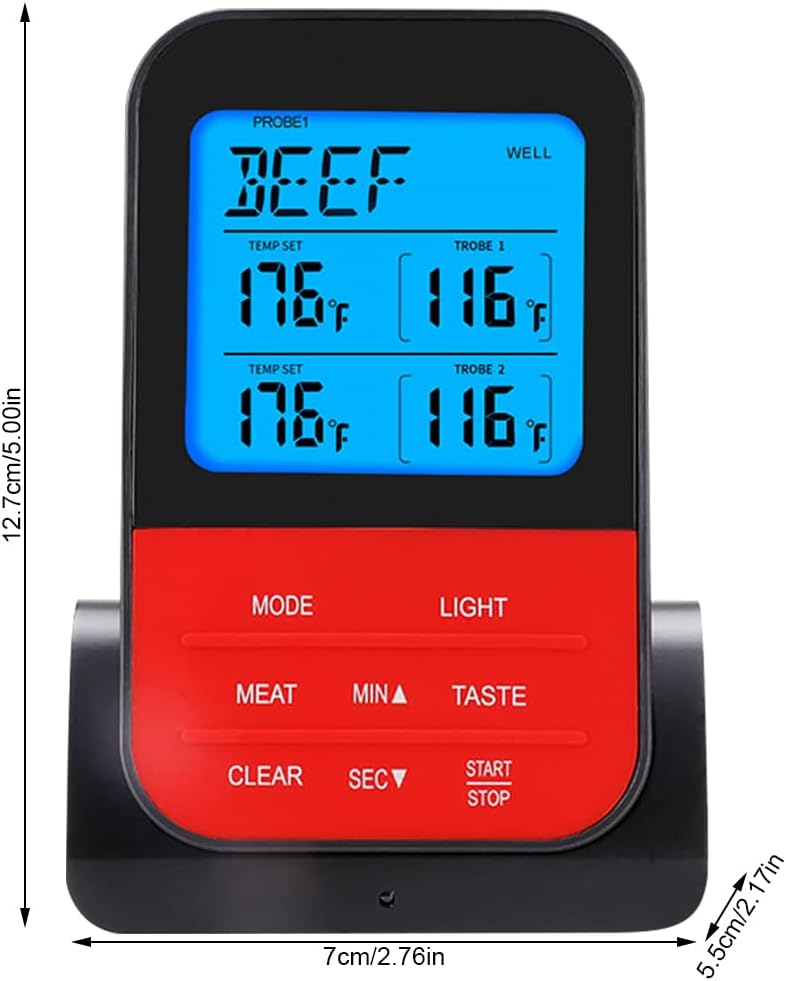 Digital Food Thermometer, Wireless Meat Thermometer, High-Accuracy Kitchen Grill Oven Thermometer with Probe and Base for Cooking, Baking, Liquids, Grilling BBQ & Air Fryer, Kitchen