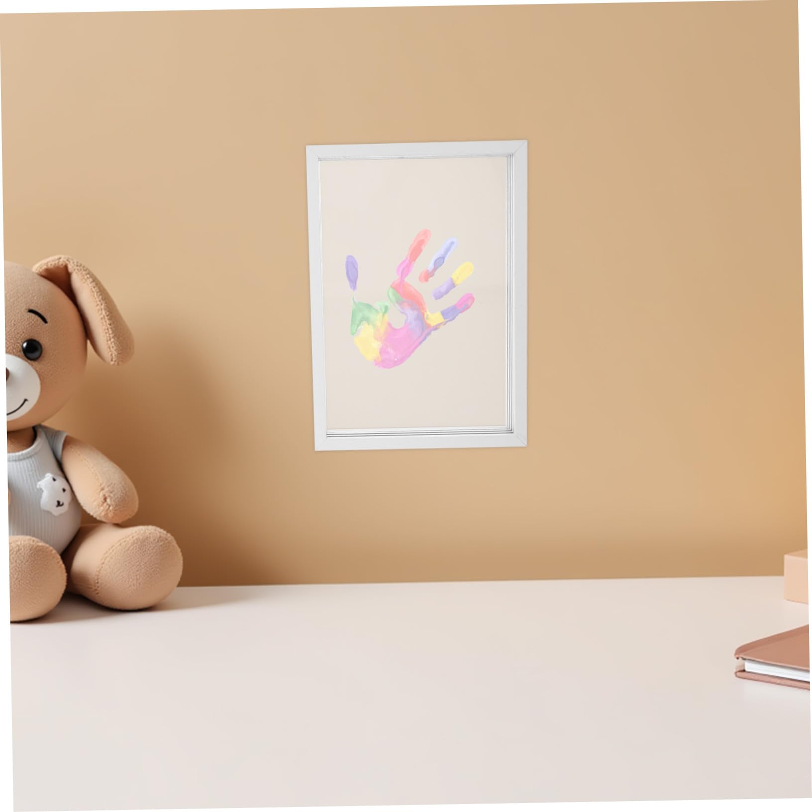 FUTUREORYY Kit de Huellas de Manos Familiares Marco de Fotos Huellas de Manos Familiares para Bebés Bodas y Reuniones Madera Artesanal Textura Vitrina Elegante para Familias y Parejas
