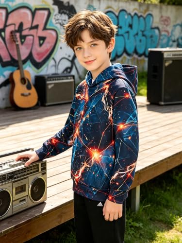 Image of TUONROAD Boys Hoodies 3D Graphic Sweatshirt Lightweight Pullover 6-16T cool