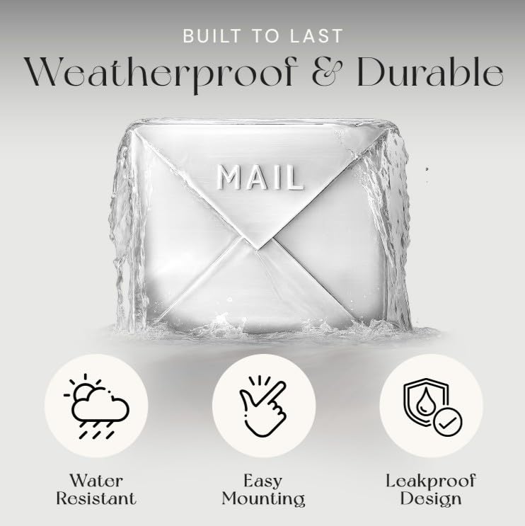 Image of NACH Mailboxes for Outside Wall Mount, 10 x 10 x 4 inch White Wall Mount Mailbox, Waterproof Mailboxes for Outside - Chicago Style Mail Box