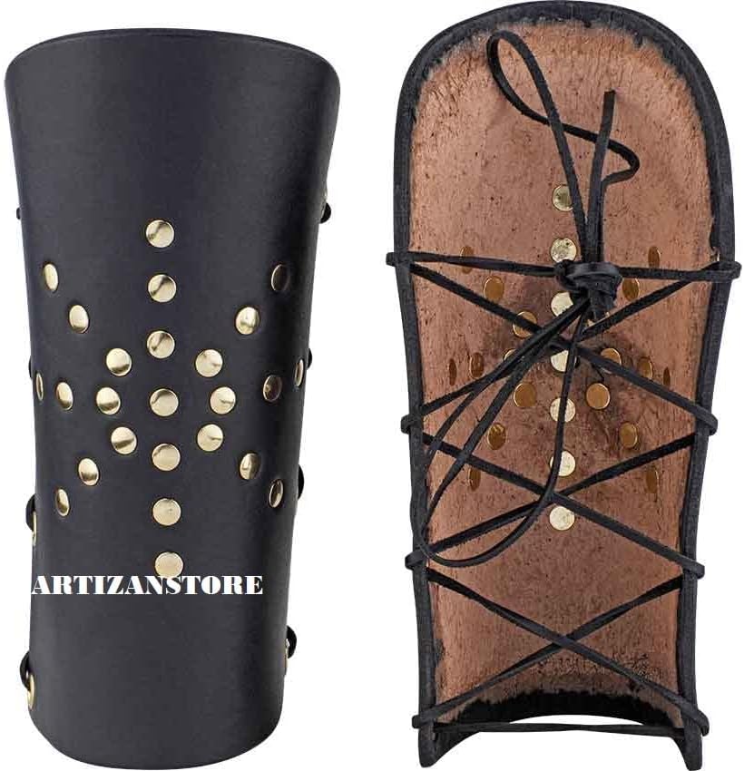 Medieval Sunburst Arm Bracers Knights Leather Battle Arm Guard Bracers Armor Costume Halloween Costume