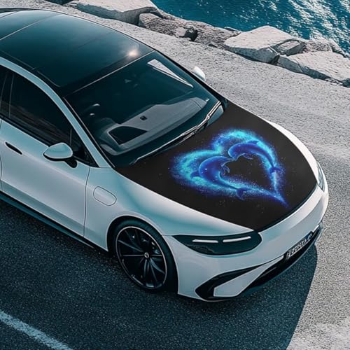 Image of Dolphin Car Hood Flag Cover - 59x39 in Car Hood Cover for Car Decor,Waterproof Car Cover Protector for Auto Car Truck Van SUV