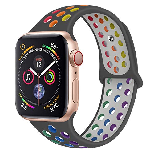 Ankersaila �o���h �Ή� iWatch,�A�b�v���E�H�b�` �p�X�|�[�c�^�V���R�������o���h Compatible with iWatch Series 7/6/SE/5/4/3/2/1 (42mm/44mm/45mm, �ΒY�D/�}���`�J���[)