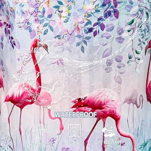 Image of Flamingo Flowers Laundry Basket Foldable Waterproof Hamper 18.9 x 16.5 Inch | Oxford Cloth With Reinforced Handles Lining Design Large-Capacity Storage For Bathrooms /Laundry Rooms / Living Rooms /Bedrooms