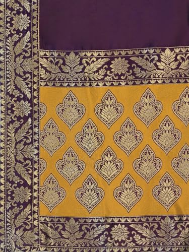 Image of PURVAJA Women's Kanjiwaram Semi-Stitched Lehenga choli