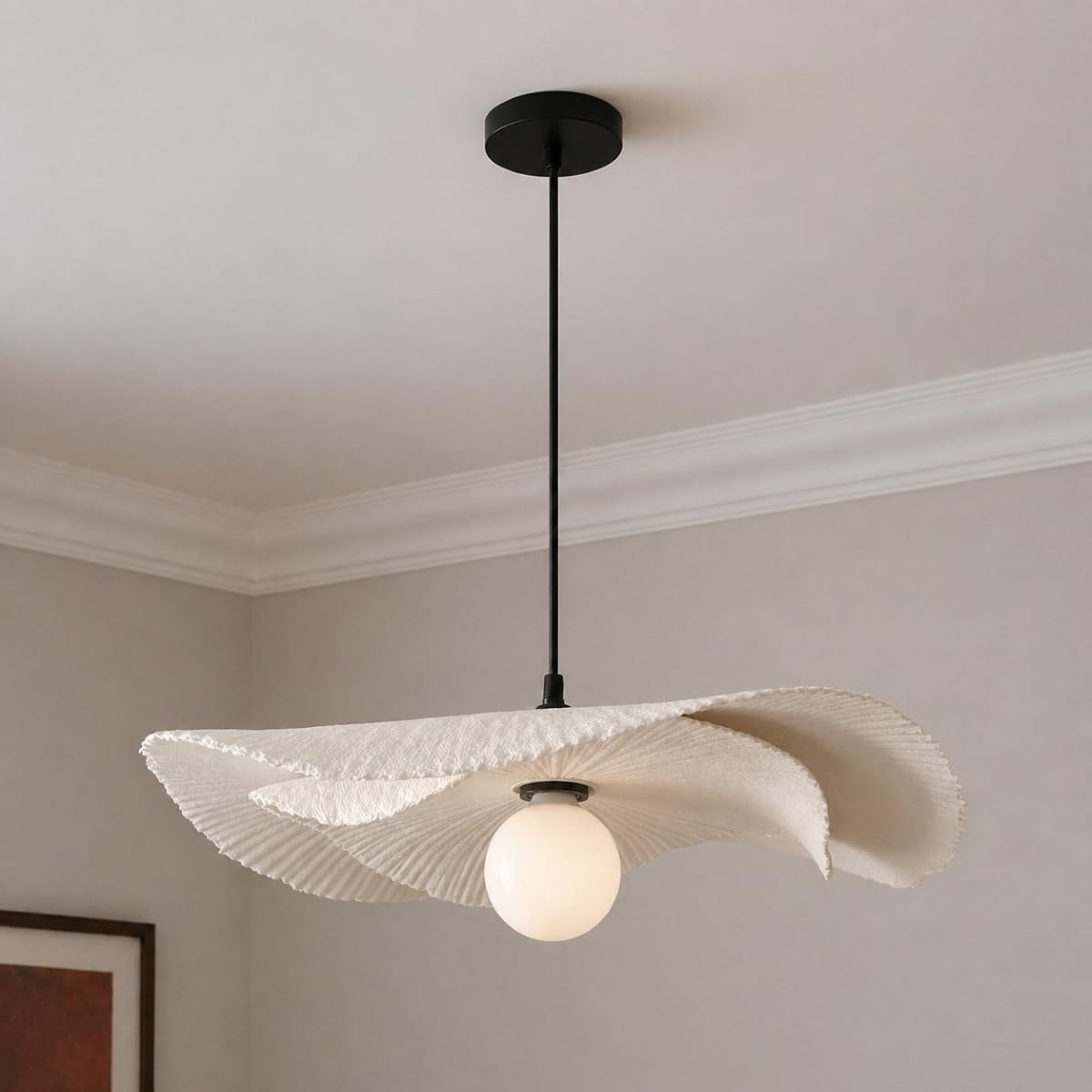 Cgc Lighting Tallulah Duo Two Layer 60Cm And 45Cm Paper Wave Indoor Ceiling Lamp Shade Curved Design Paper Easy Fit Non Electrical (Tallulah Duo Two Layer 60Cm And 45Cm Paper Wave)