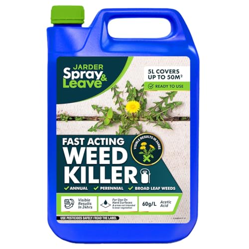 Jarder Fast Acting Strong Weed Killer for Hard Surfaces 5L - Kills Weeds in 24 hours - Ready to Use Formula - Glyphosate Free - 5L covers 50m2 (1)